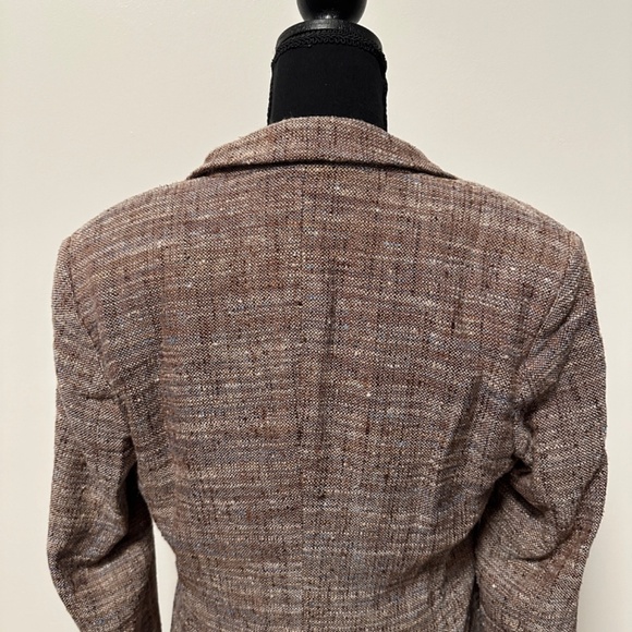 **ZANELLA* "Brown Blazer Platinum Suit Jacket Size 10 - Picture 5 of 7